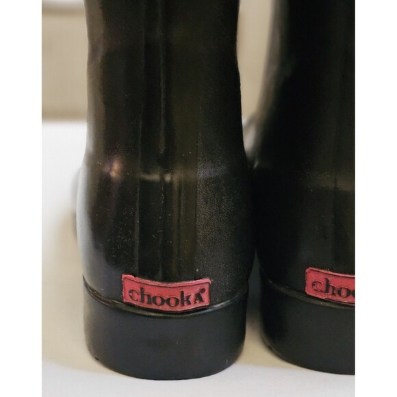 Chooka Rain Boots Womens 7 Black Waterproof Rubber Slip On Tall Outdoor - Picture 4 of 6